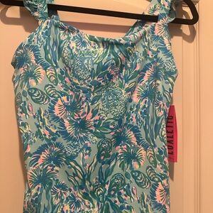 Lilly Pulitzer Blue and Pink Tank Top with Vibrant Design